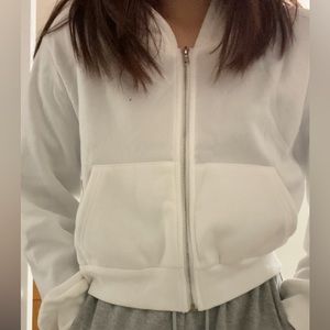 Thermal lined cropped zip up hoodie